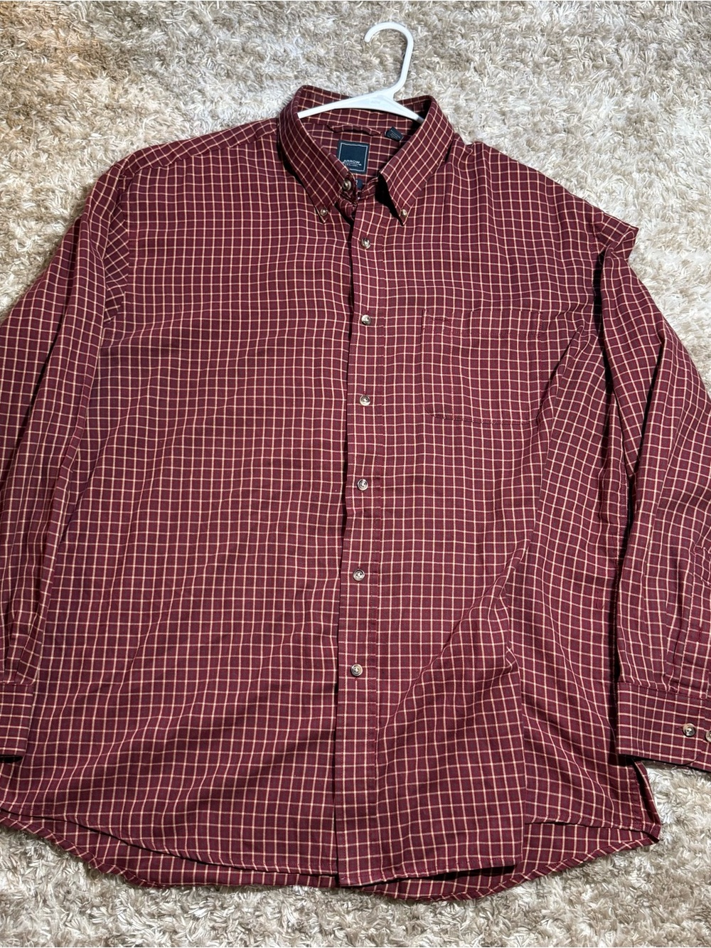 Arrow Men's Burgundy Plaid Button-Down Shirt